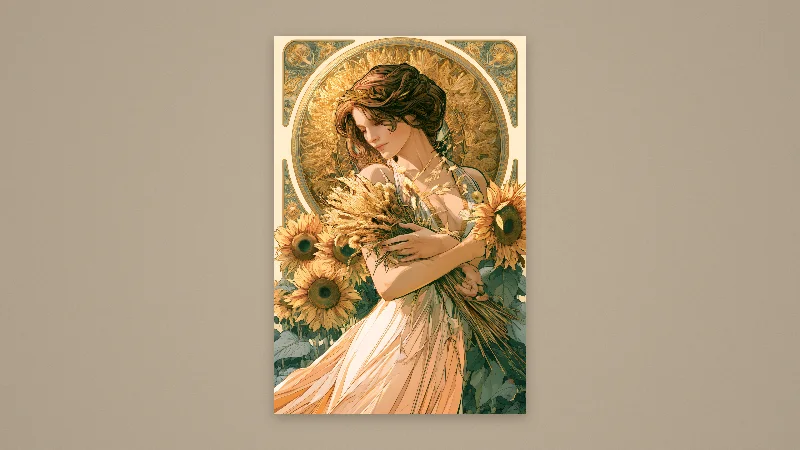 The Sunflower Muse — Samsung Frame TV art, 3840 × 2160