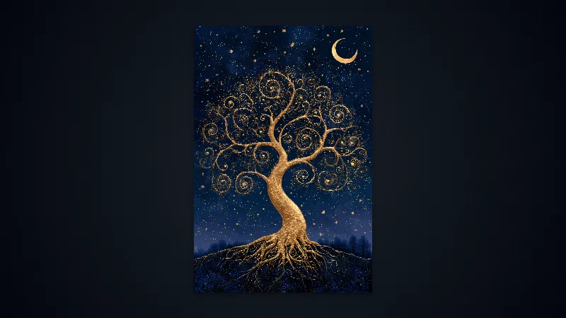 Tree of Life Under the Stars — arte para Samsung Frame TV, 3840 × 2160