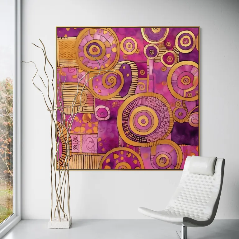 The Amethyst Mosaic as a framed print on a white wall – Klimt style gold wall art, Art Nouveau print by RAGANA Design