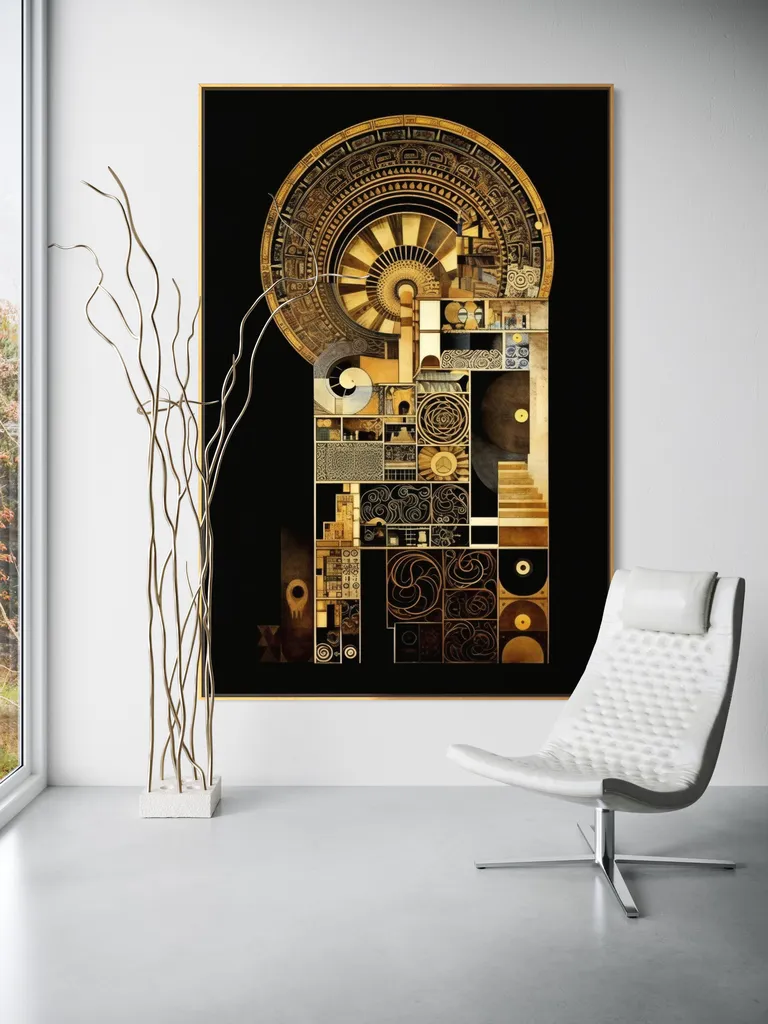 The Gilded Archway as a framed print on a white wall – Klimt style gold wall art, Art Nouveau print by RAGANA Design