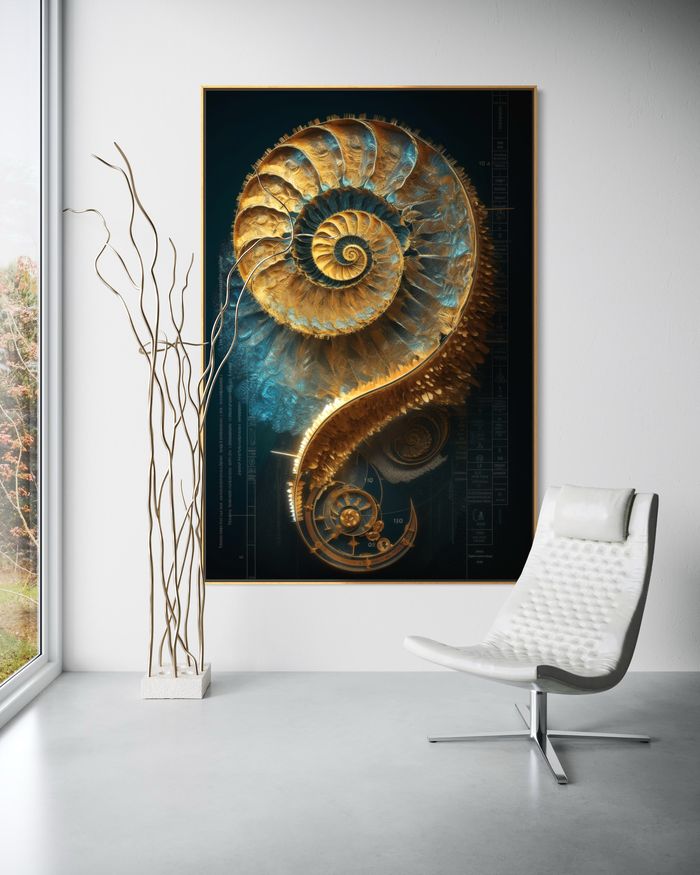 The Luminous Nautilus como lámina enmarcada en una pared blanca – cuadro concha nautilus, lámina de pared de RAGANA Design