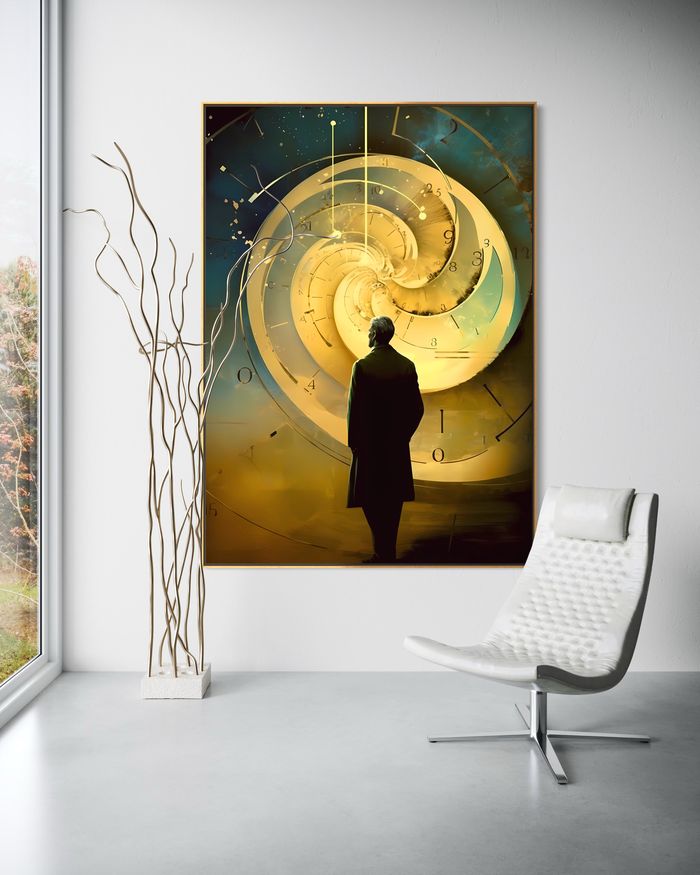 The Sovereign Chronometer als gerahmter Kunstdruck an einer weißen Wand – Wandbild Gold, Goldener Schnitt Bild von RAGANA Design