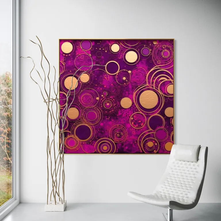 The Violet Constellation as a framed print on a white wall – Klimt style gold wall art, Art Nouveau print by RAGANA Design