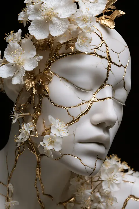 Blossoming Gold, collection Surreal Illusions in Gold — art mural Fibonacci sur le nombre d’or par RAGANA Design