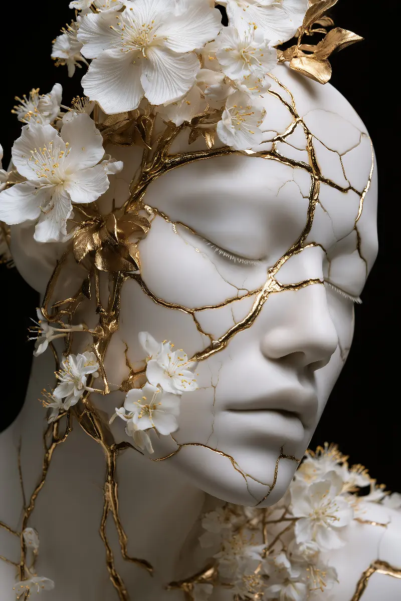Blossoming Gold, collezione Surreal Illusions in Gold — arte da parete Fibonacci sulla sezione aurea di RAGANA Design