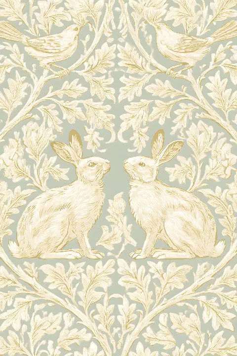 Brother Rabbit in Gold, William Morris in Gold collection — Fibonacci golden ratio wall art by RAGANA Design