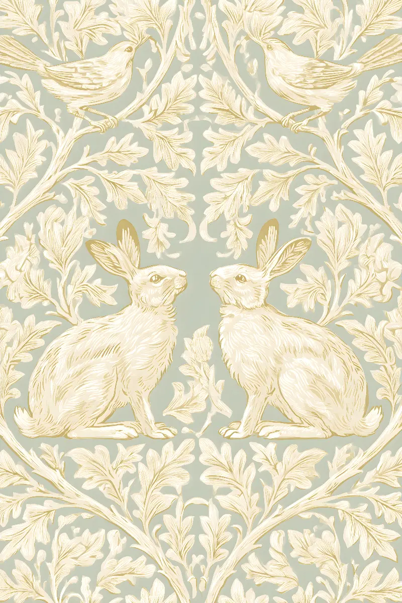 Brother Rabbit in Gold, William Morris in Gold collection — Fibonacci golden ratio wall art by RAGANA Design