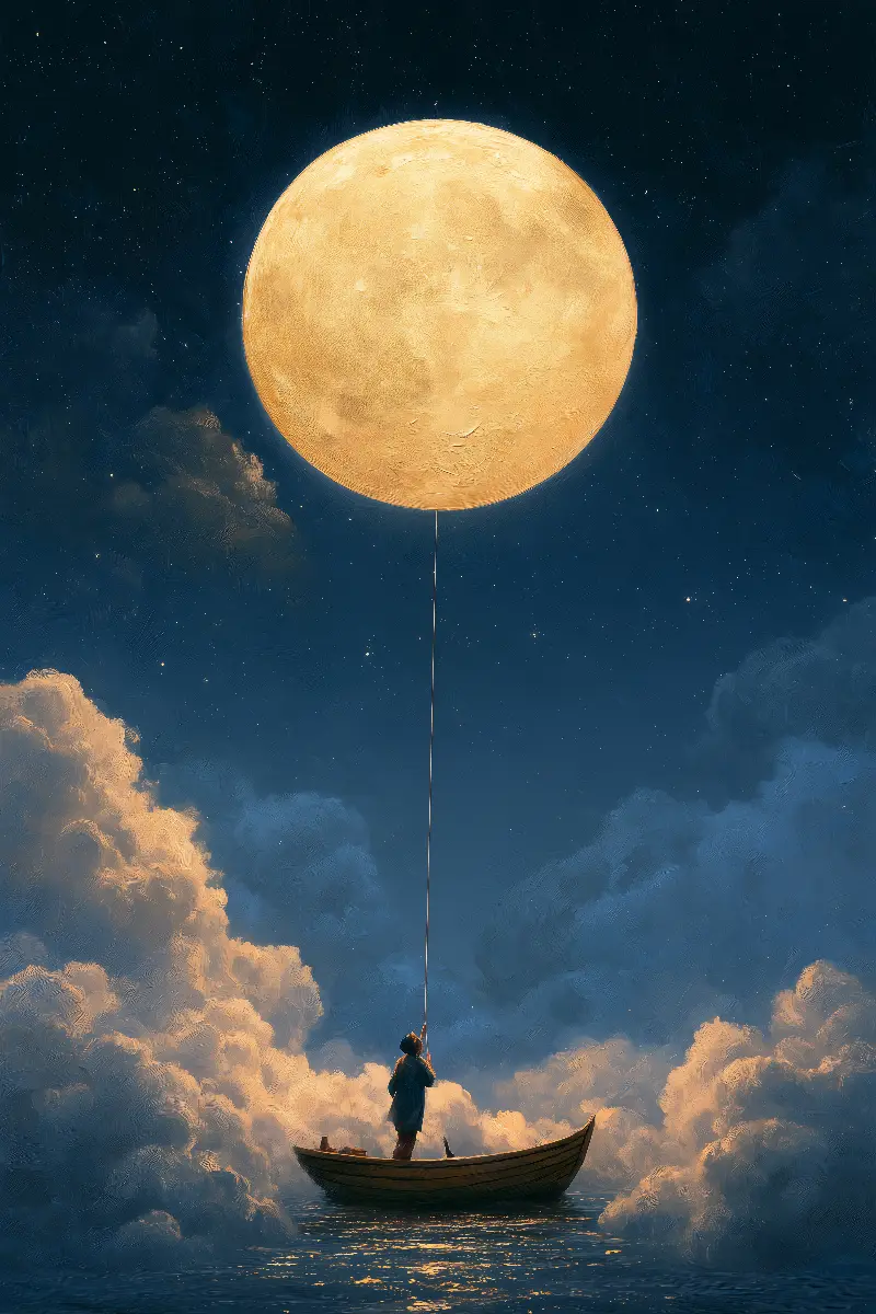 Catching the Moon, Surreal Illusions in Gold collection — gold wall art by RAGANA Design