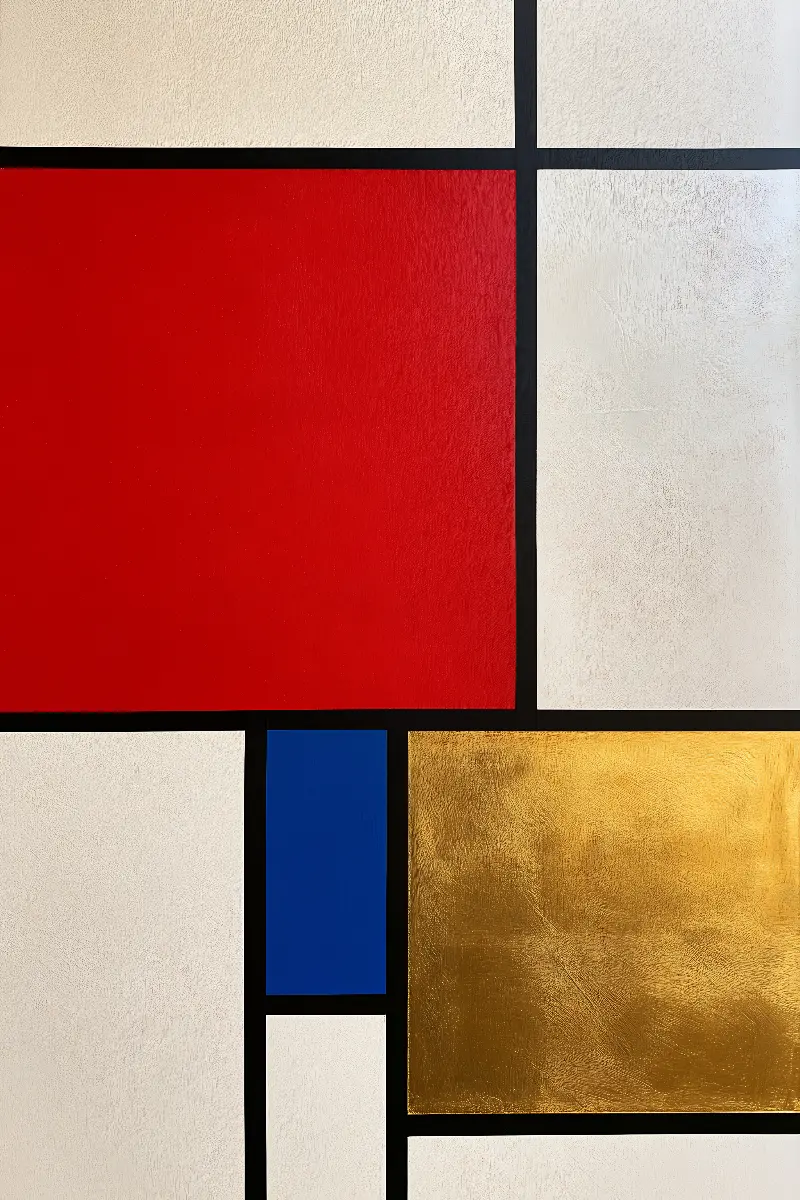 Composition in Red, Blue & Gold, Abstract Masters in Gold collection — gold wall art by RAGANA Design