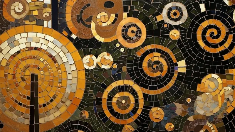 Emerald Night Spirals, Kollektion 4K TV Art in Gold — Wandkunst in Gold von RAGANA Design