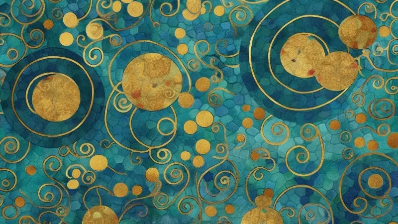 Gold Moons on Teal, coleção 4K TV Art in Gold — arte de parede em ouro por RAGANA Design
