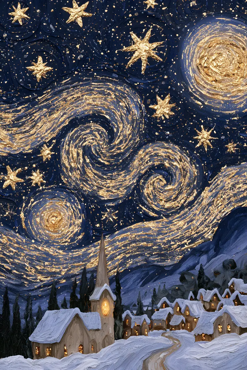 Golden Christmas Eve, collection Christmas in Gold — art mural Fibonacci sur le nombre d’or par RAGANA Design