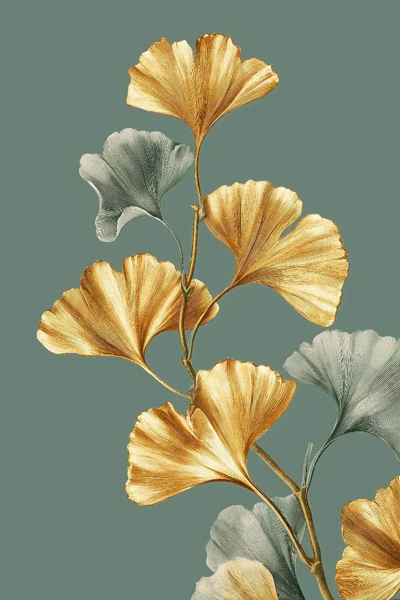 Golden Ginkgo, Kollektion Vintage Botanical Prints — Wandkunst in Gold von RAGANA Design