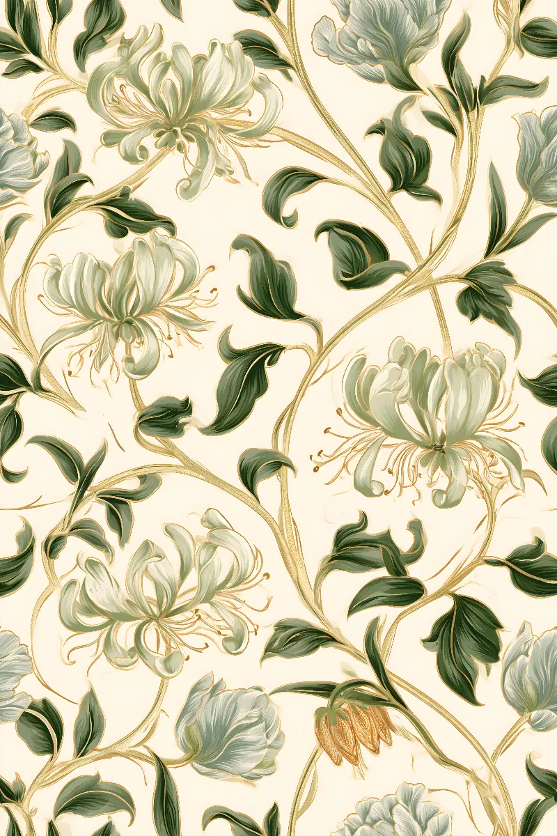 Golden Honeysuckle, collection William Morris in Gold — art mural Fibonacci sur le nombre d’or par RAGANA Design