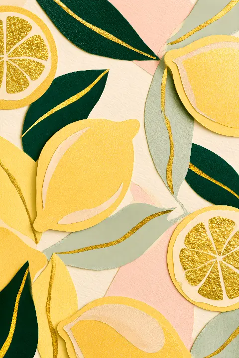 Golden Lemons, collection Pastel Masters — art mural Fibonacci sur le nombre d’or par RAGANA Design