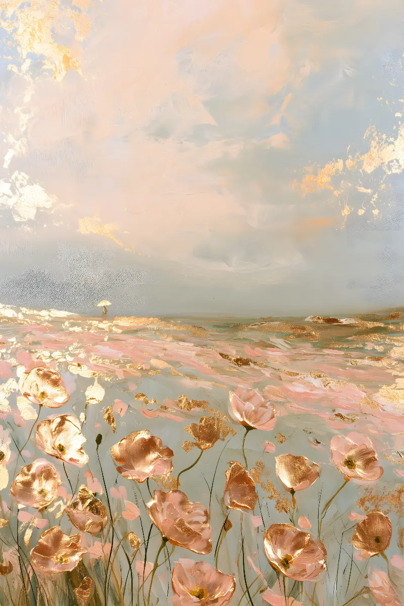 Golden Poppy Field、Pastel Masters コレクション — RAGANA Design による黄金比のフィボナッチ・ウォールアート