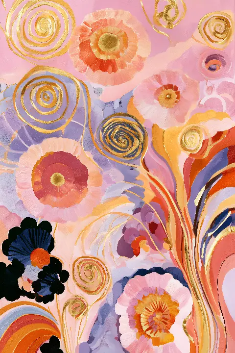 Rosettes in Gold, collection Abstract Masters in Gold — art mural Fibonacci sur le nombre d’or par RAGANA Design