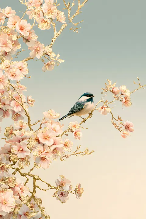 Golden Sakura, collection Pastel Masters — art mural Fibonacci sur le nombre d’or par RAGANA Design