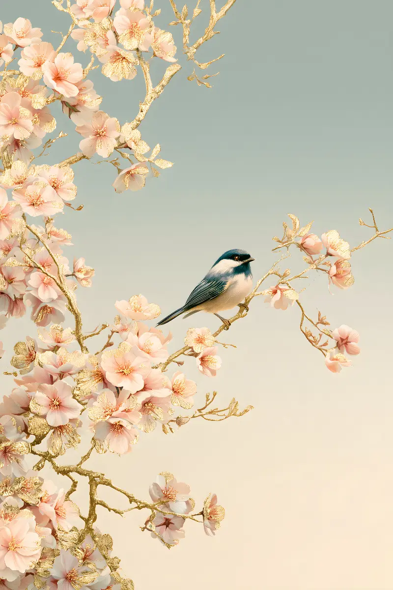 Golden Sakura, collection Pastel Masters — art mural Fibonacci sur le nombre d’or par RAGANA Design