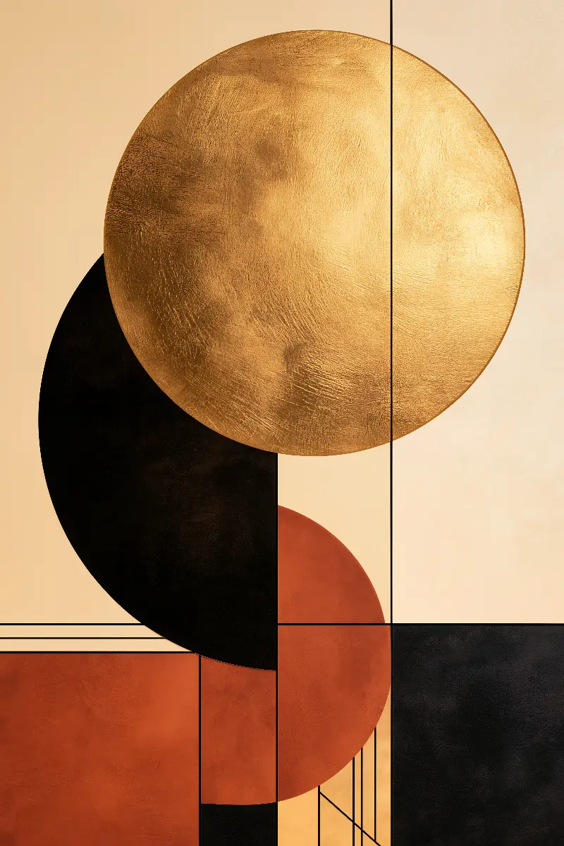 The Golden Sun, collection Abstract Masters in Gold — art mural Fibonacci sur le nombre d’or par RAGANA Design