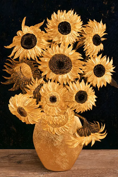 Golden Sunflowers, Golden Masters collection — Fibonacci golden ratio wall art by RAGANA Design