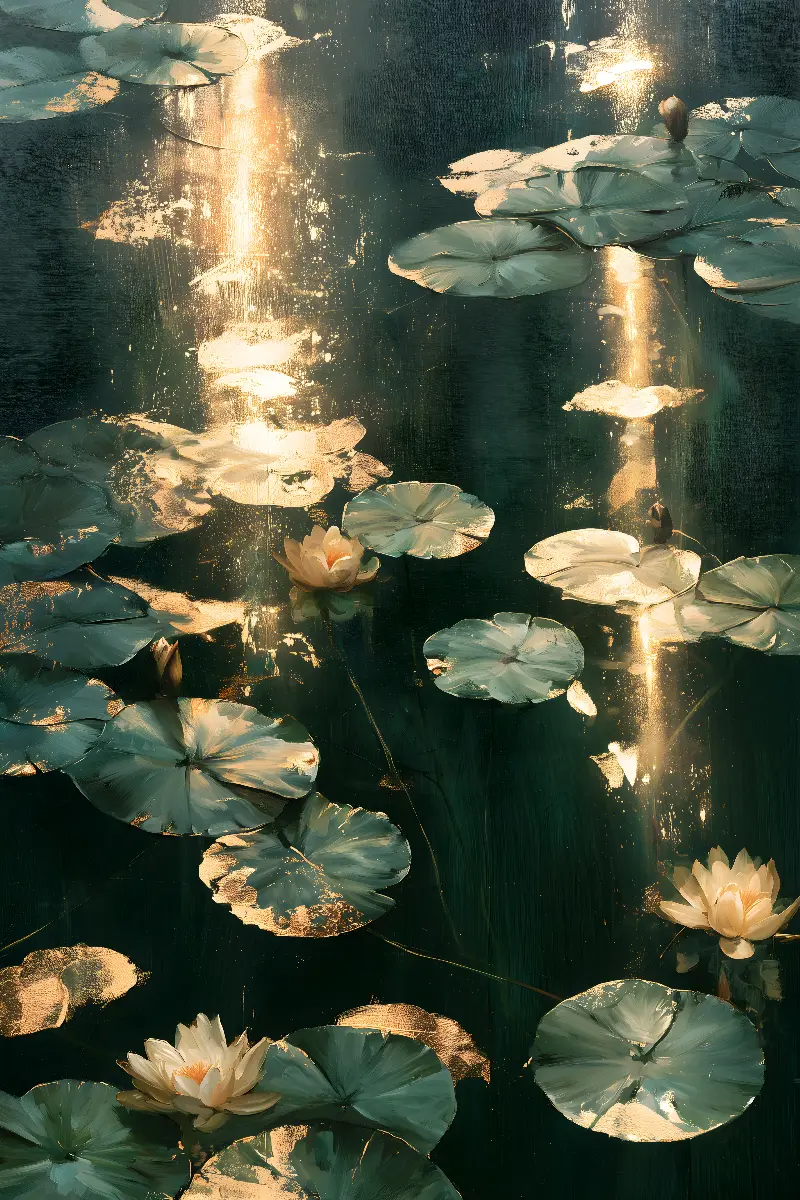 Golden Water Lilies, collection Golden Masters — art mural Fibonacci sur le nombre d’or par RAGANA Design