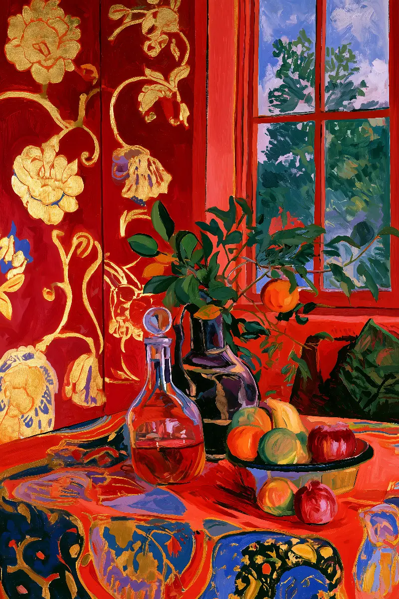 Harmony in Red & Gold, coleção Matisse in Gold — arte de parede Fibonacci na proporção áurea por RAGANA Design
