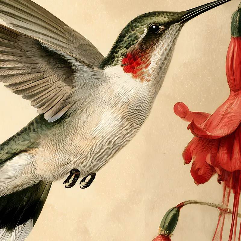 Hummingbird and Fuchsia — detail