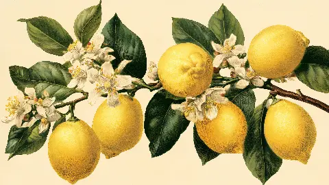 Lemon Branches in Gold, Vintage Botanical Prints collection — gold wall art by RAGANA Design