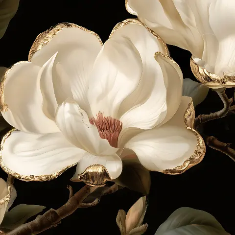 Magnolia Branch on Black – detail
