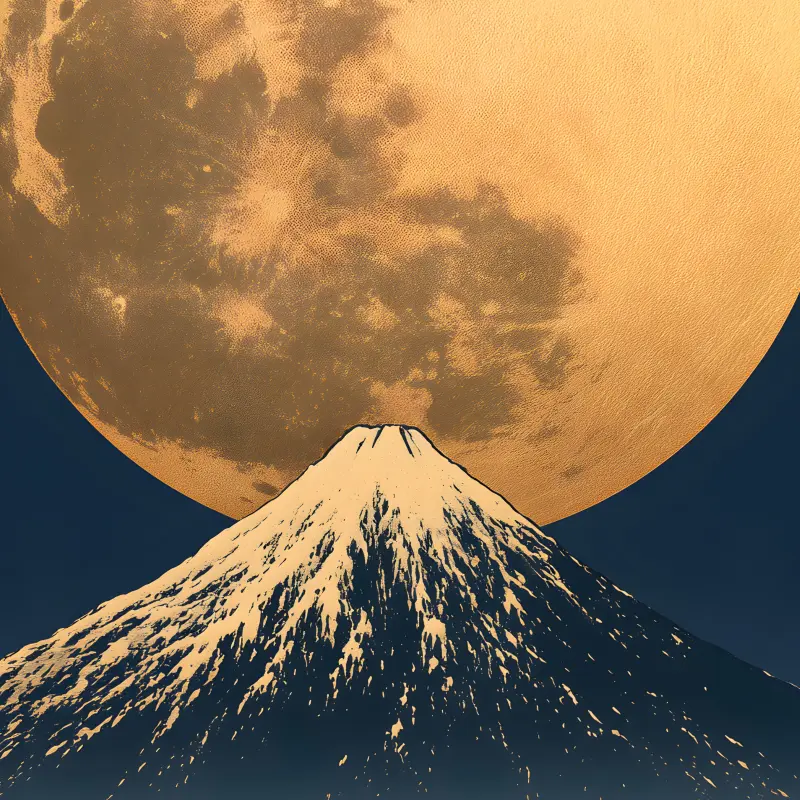 Moonlit Fuji — detalhe