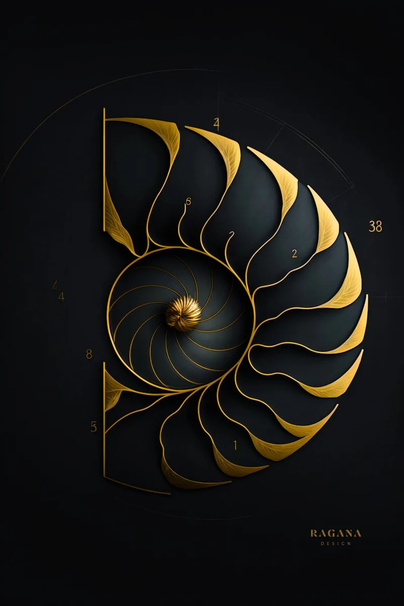Nautilus Prime, Kollektion The Archive — Fibonacci-Goldener-Schnitt-Wandkunst von RAGANA Design
