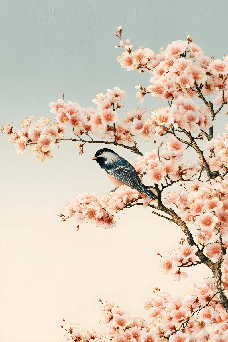 Sakura and Songbird、Pastel Masters コレクション — RAGANA Design による黄金比のフィボナッチ・ウォールアート