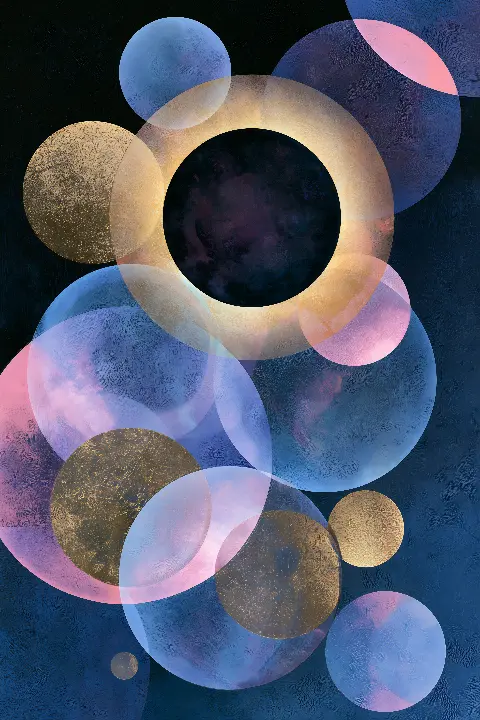 Several Circles in Gold, collection Abstract Masters in Gold — art mural Fibonacci sur le nombre d’or par RAGANA Design