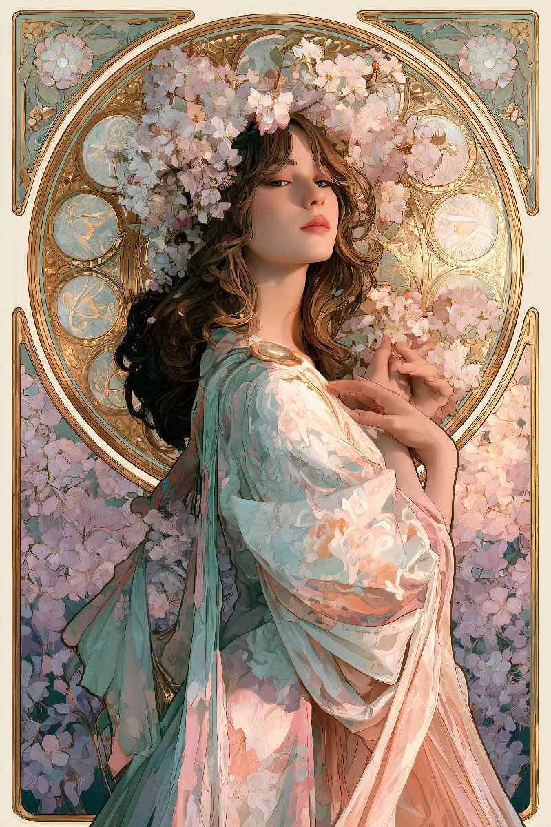 Spring in Gold, collection Pastel Masters — art mural Fibonacci sur le nombre d’or par RAGANA Design