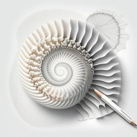 The Alabaster Origin, collection White — art mural Fibonacci sur le nombre d’or par RAGANA Design