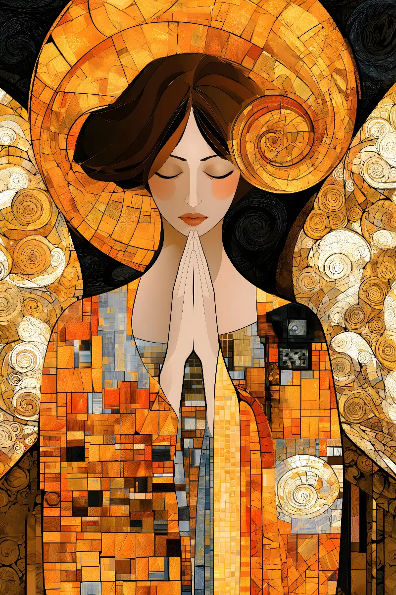 The Angel of Prayer, collezione Klimt Reimagined — arte da parete Fibonacci sulla sezione aurea di RAGANA Design