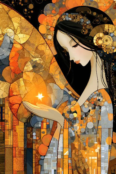 The Angel of the Golden Star, colección Klimt Reimagined — arte de pared Fibonacci sobre la proporción áurea de RAGANA Design