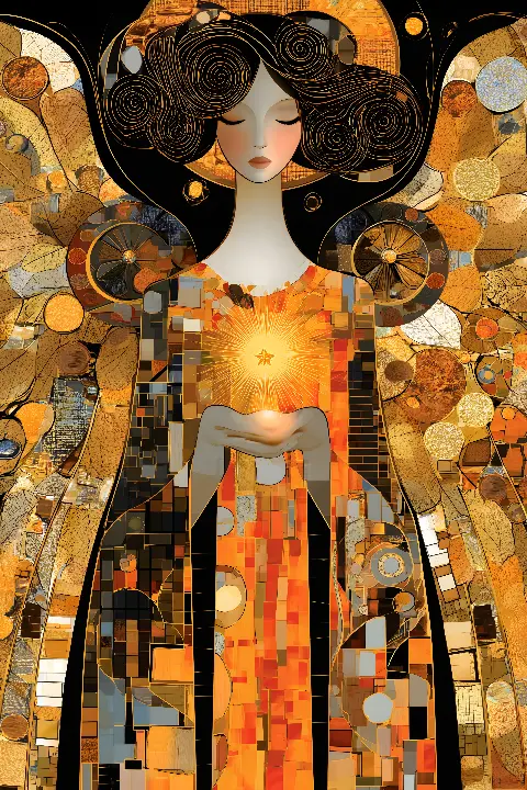 The Angel of the Inner Sun, colección Klimt Reimagined — arte de pared Fibonacci sobre la proporción áurea de RAGANA Design