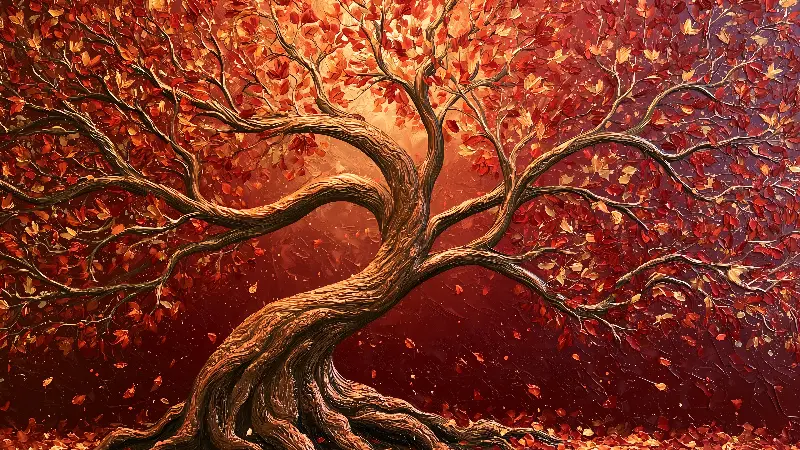 The Autumn Tree of Life Panorama, colección Tree of Life Wall Art — arte de pared en oro de RAGANA Design