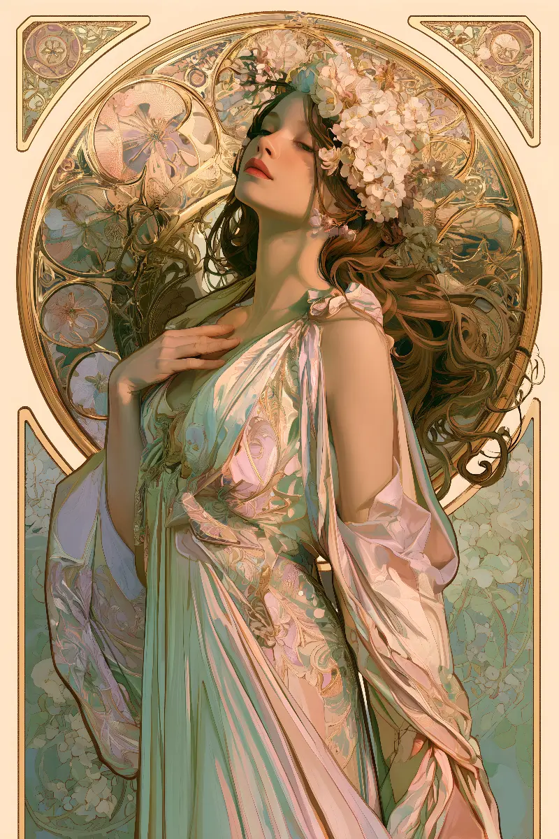 The Blossom Muse, collection Pastel Masters — art mural Fibonacci sur le nombre d’or par RAGANA Design