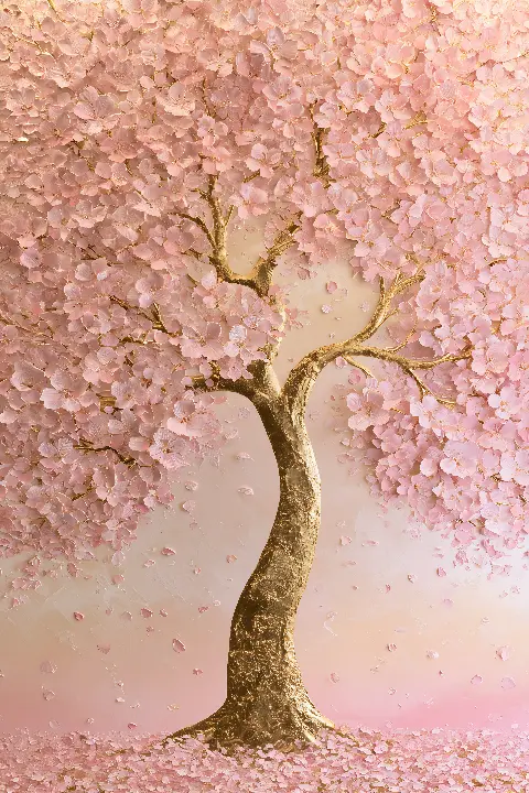 The Blossoming Tree of Life, Kollektion Tree of Life Wall Art — Wandkunst in Gold von RAGANA Design