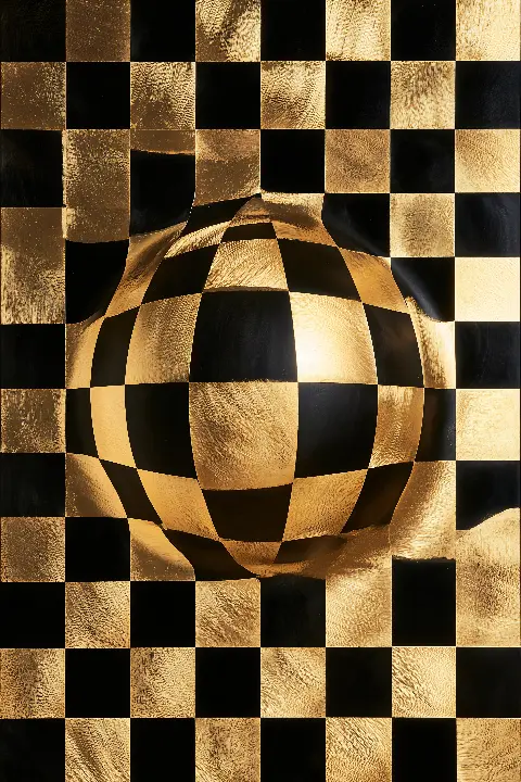 The Breathing Sphere, colección Surreal Illusions in Gold — arte de pared Fibonacci sobre la proporción áurea de RAGANA Design