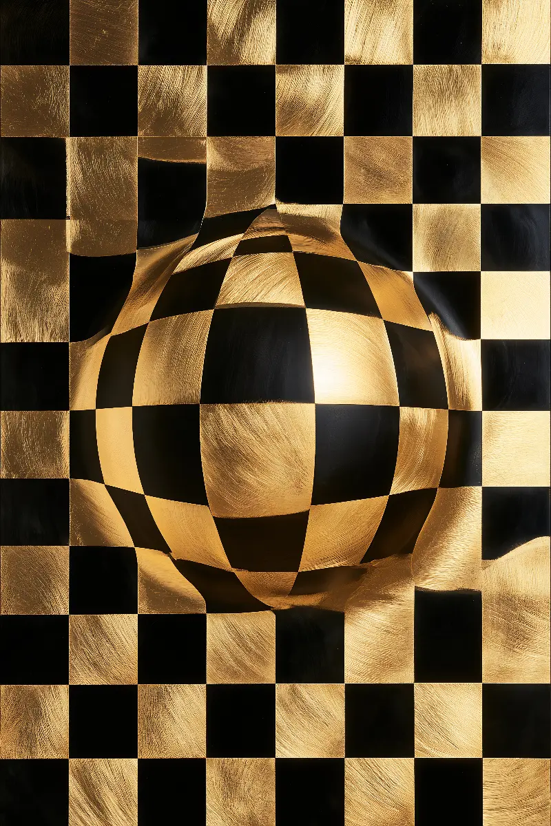 The Breathing Sphere, collezione Surreal Illusions in Gold — stampa op art in oro di RAGANA Design