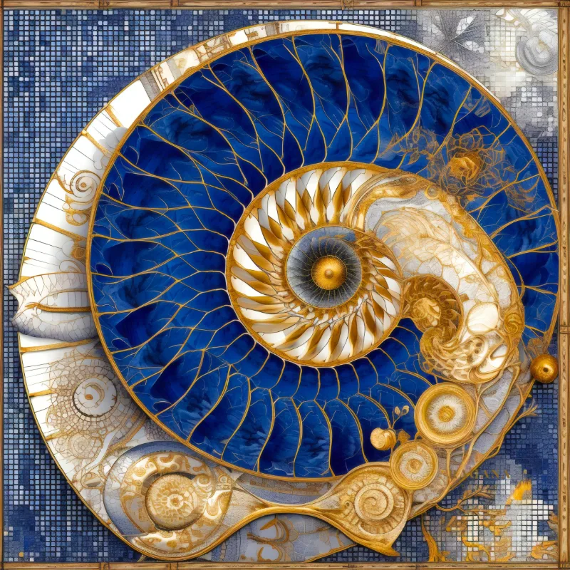 The Celestial Blueprint, colección Gold & Colour — arte de pared Fibonacci sobre la proporción áurea de RAGANA Design