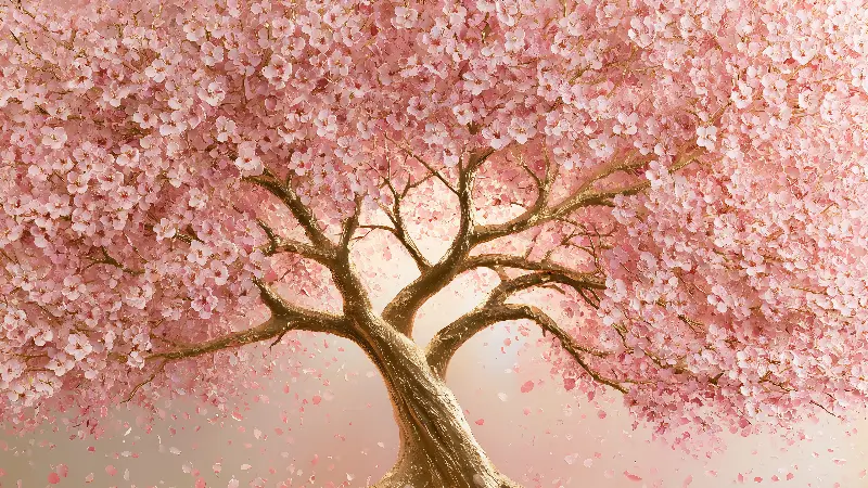 The Cherry Blossom Tree of Life, Kollektion Tree of Life Wall Art — Wandkunst in Gold von RAGANA Design