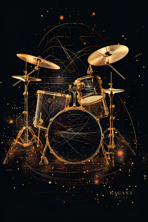 The Drums of Genesis, collection Instruments of Infinity — art mural Fibonacci sur le nombre d’or par RAGANA Design