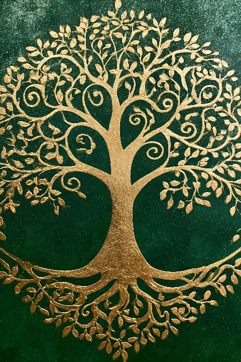 The Emerald Tree of Life, Kollektion Tree of Life Wall Art — Wandkunst in Gold von RAGANA Design