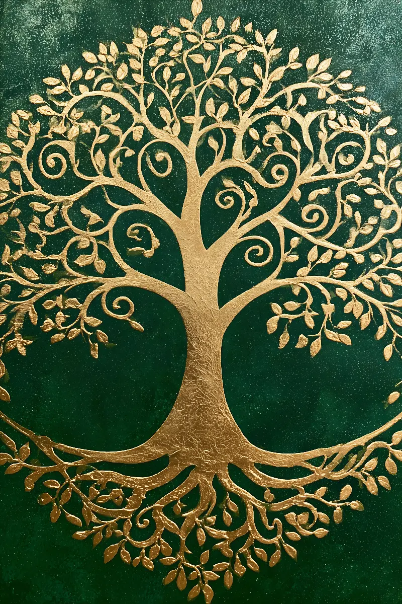 The Emerald Tree of Life, Kollektion Tree of Life Wall Art — Wandkunst in Gold von RAGANA Design