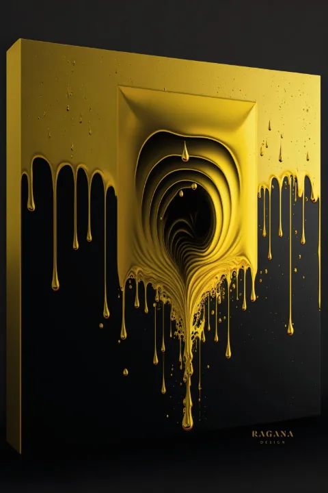 白い壁に額装したThe Gilded Portal – RAGANA Designのゴールド ウォールアート・黄金螺旋 アートプリント